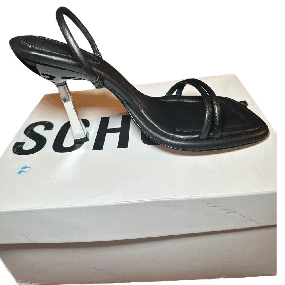 SCHUTZ Agatha Square Toe Flare Slip on High Heeled Sandal Women's size 10.